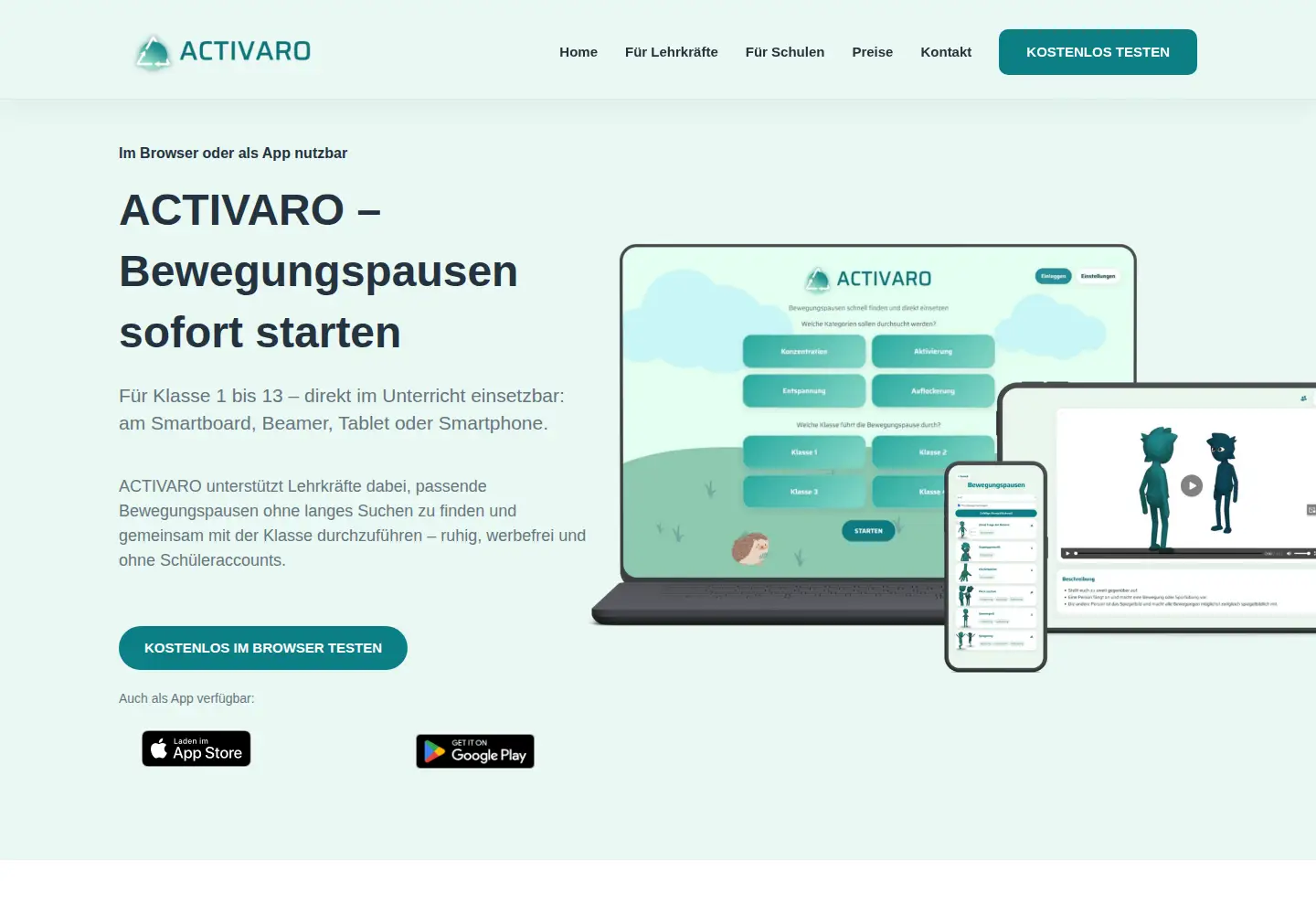 Captured homepage of activaro.app in the current scan