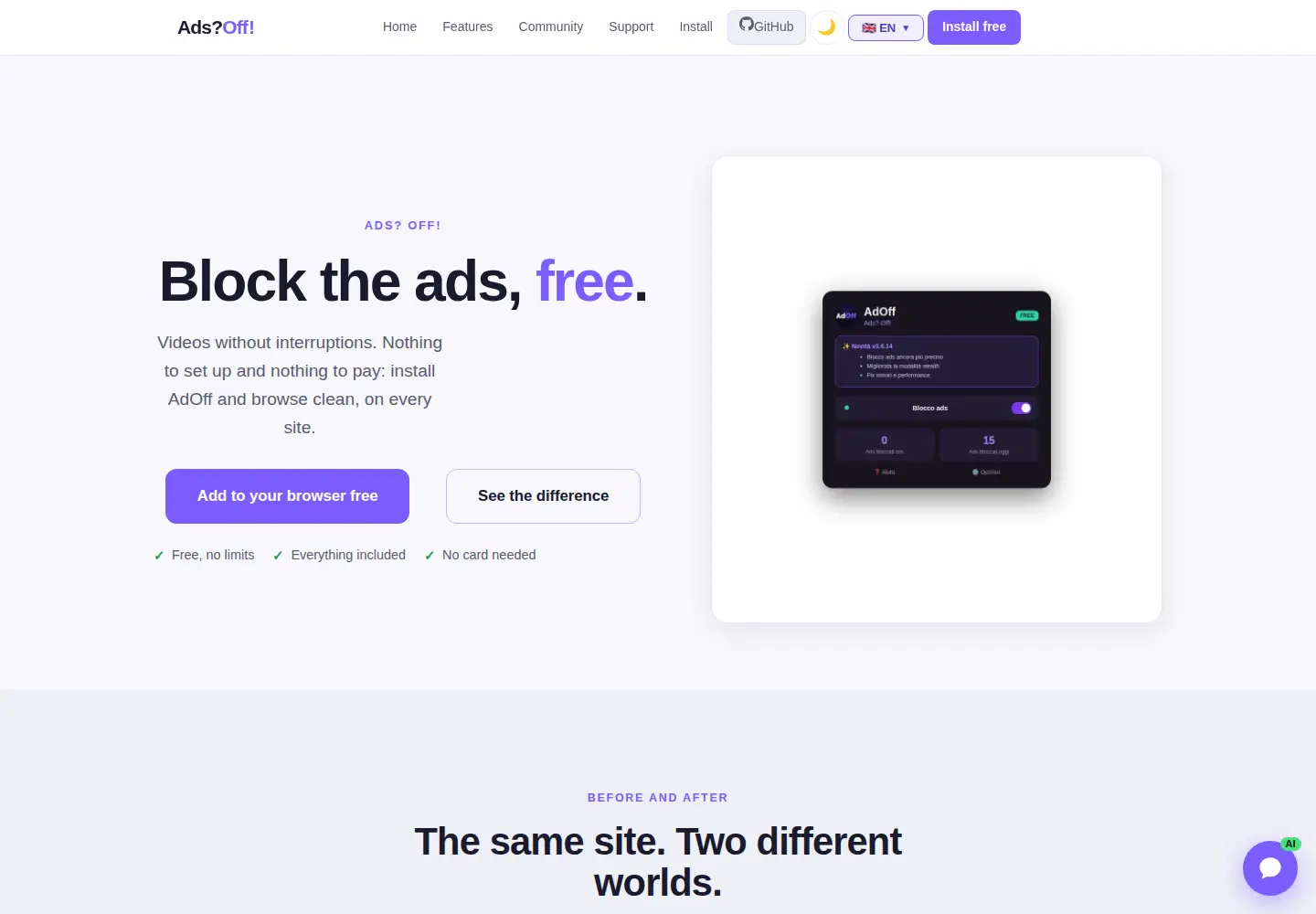 Captured homepage of adoff.app in the current scan