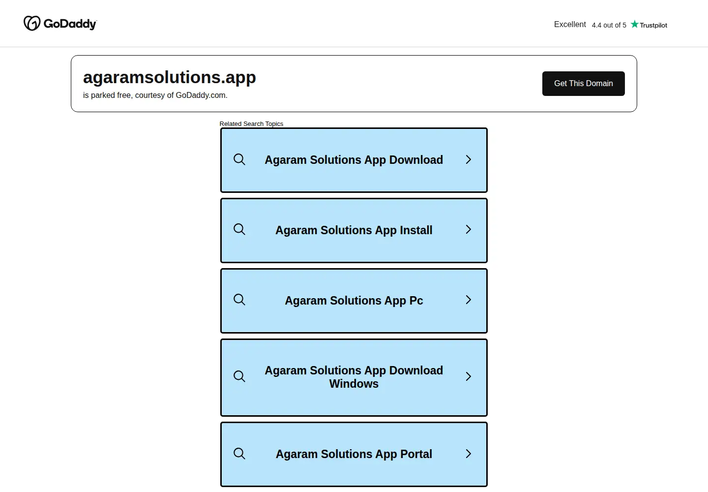 Captured homepage of agaramsolutions.app in the current scan