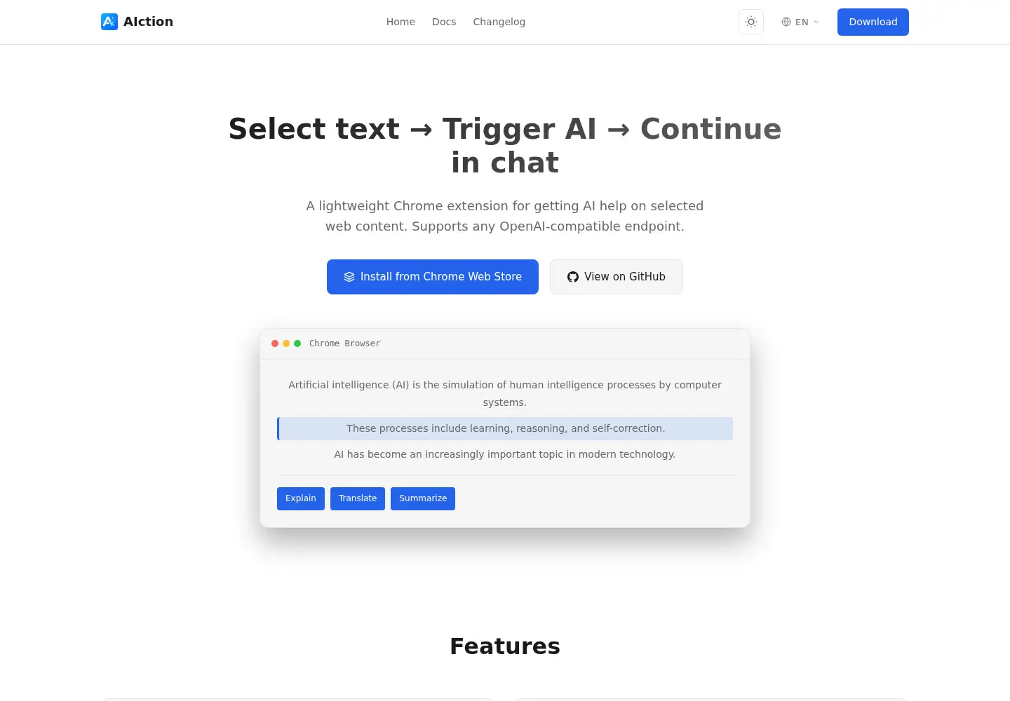 Screenshot of aiction.app