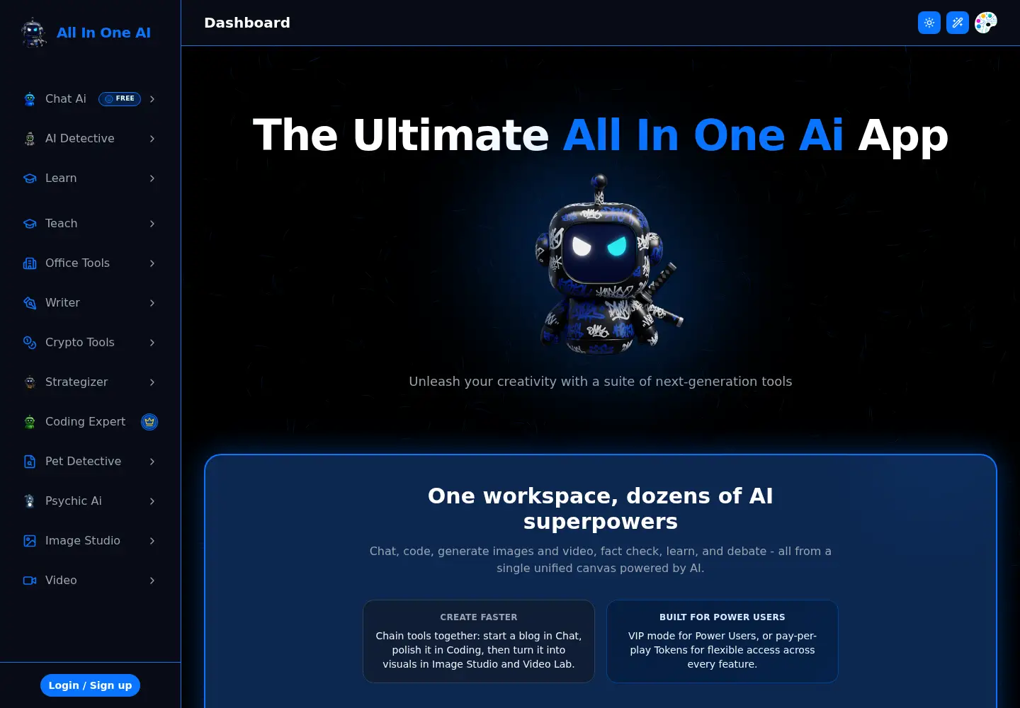 Screenshot of allinoneai.app