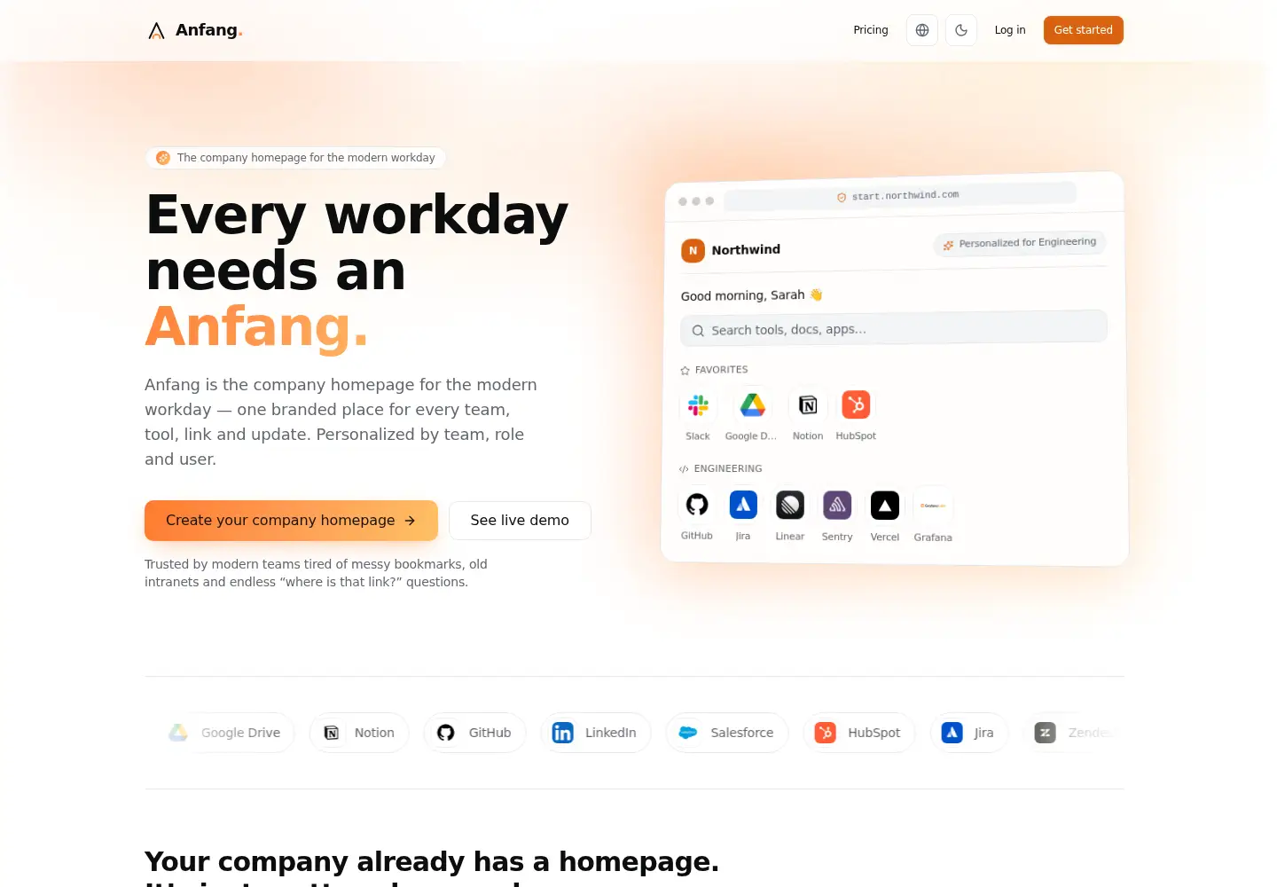 Screenshot of anfang.app