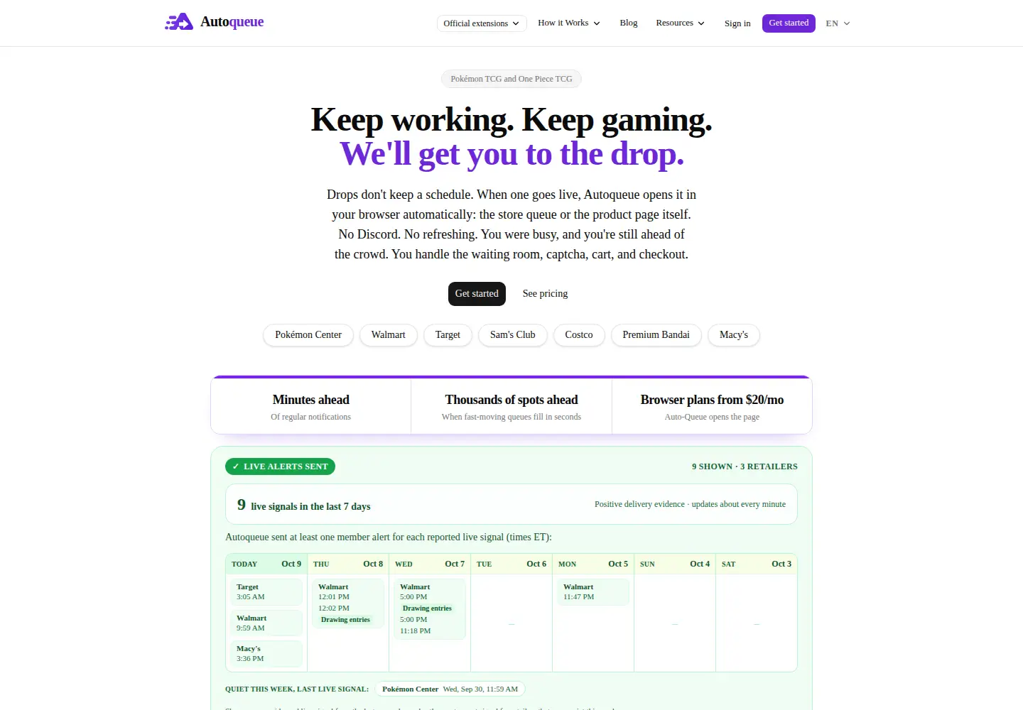 Captured homepage of autoqueue.app in the current scan