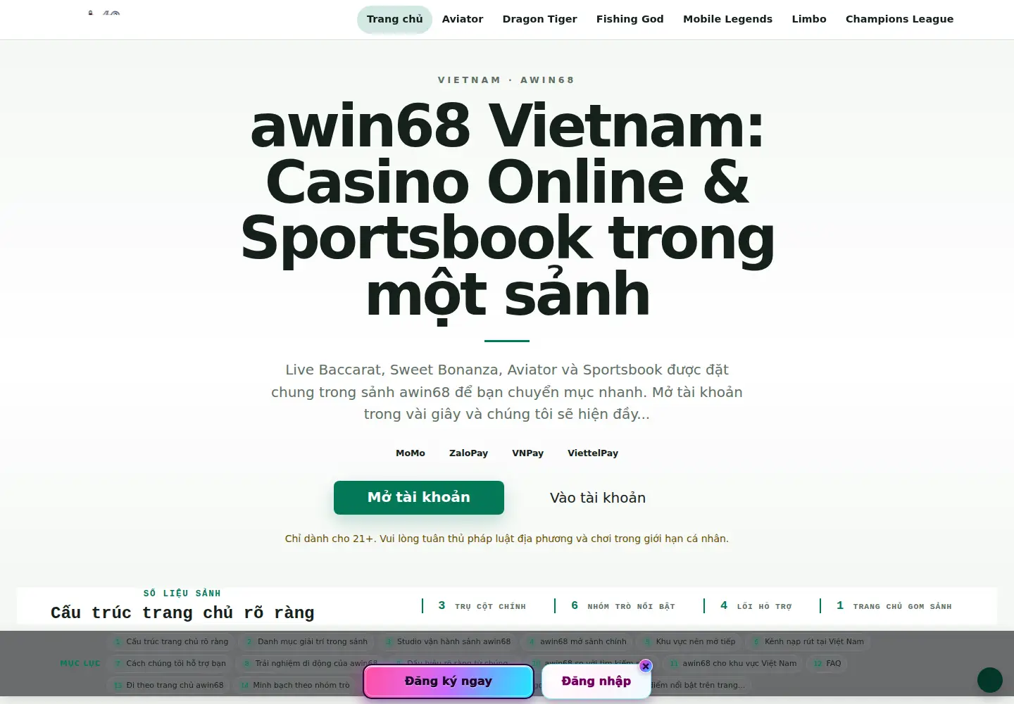 Captured homepage of awin68.app in the current scan
