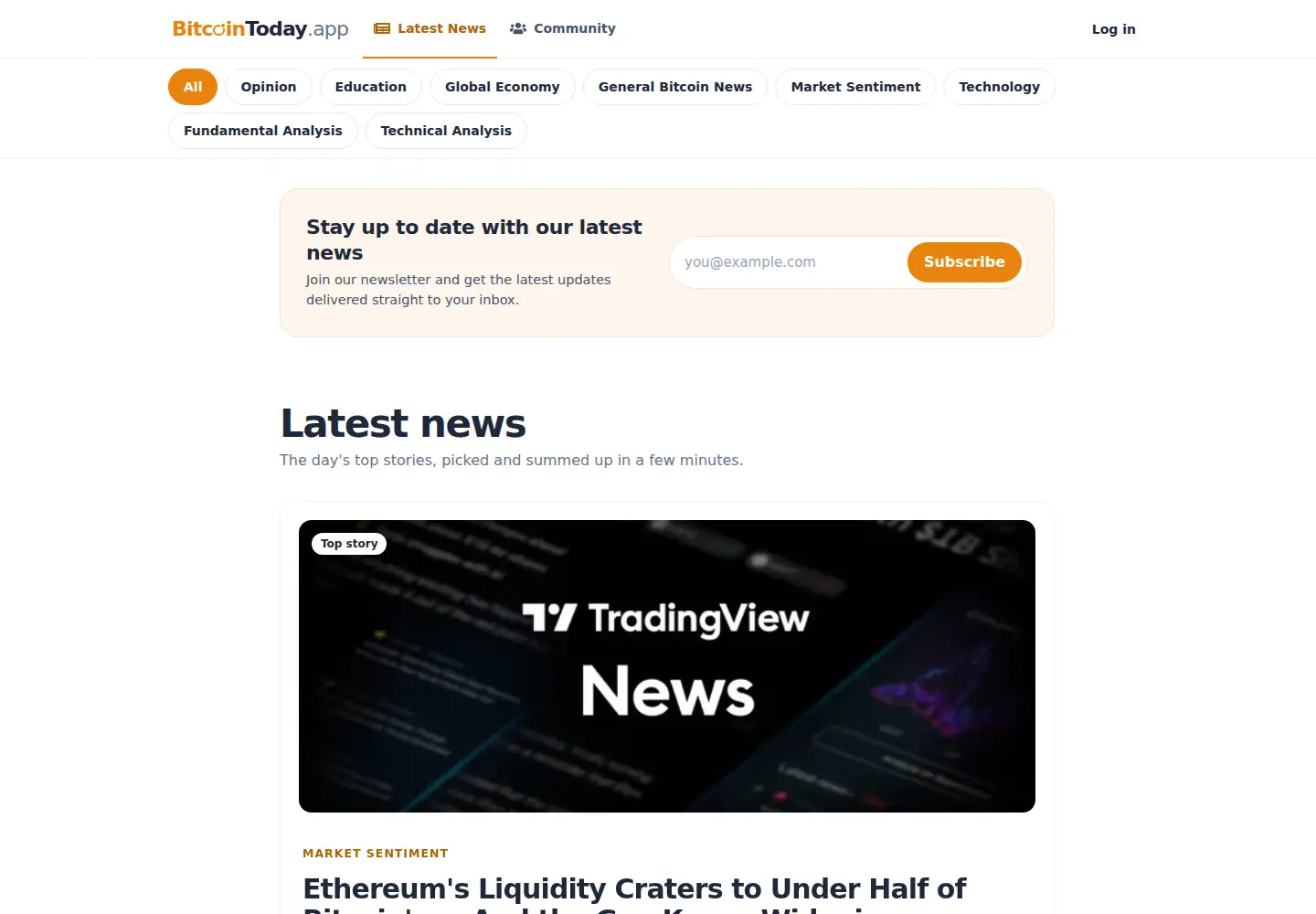 Screenshot of bitcointoday.app