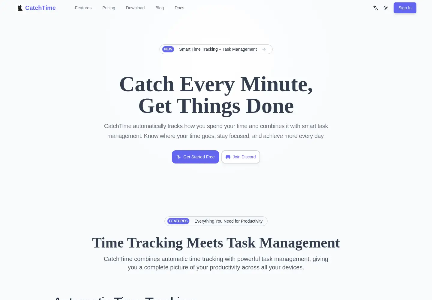 Screenshot of catchtime.app