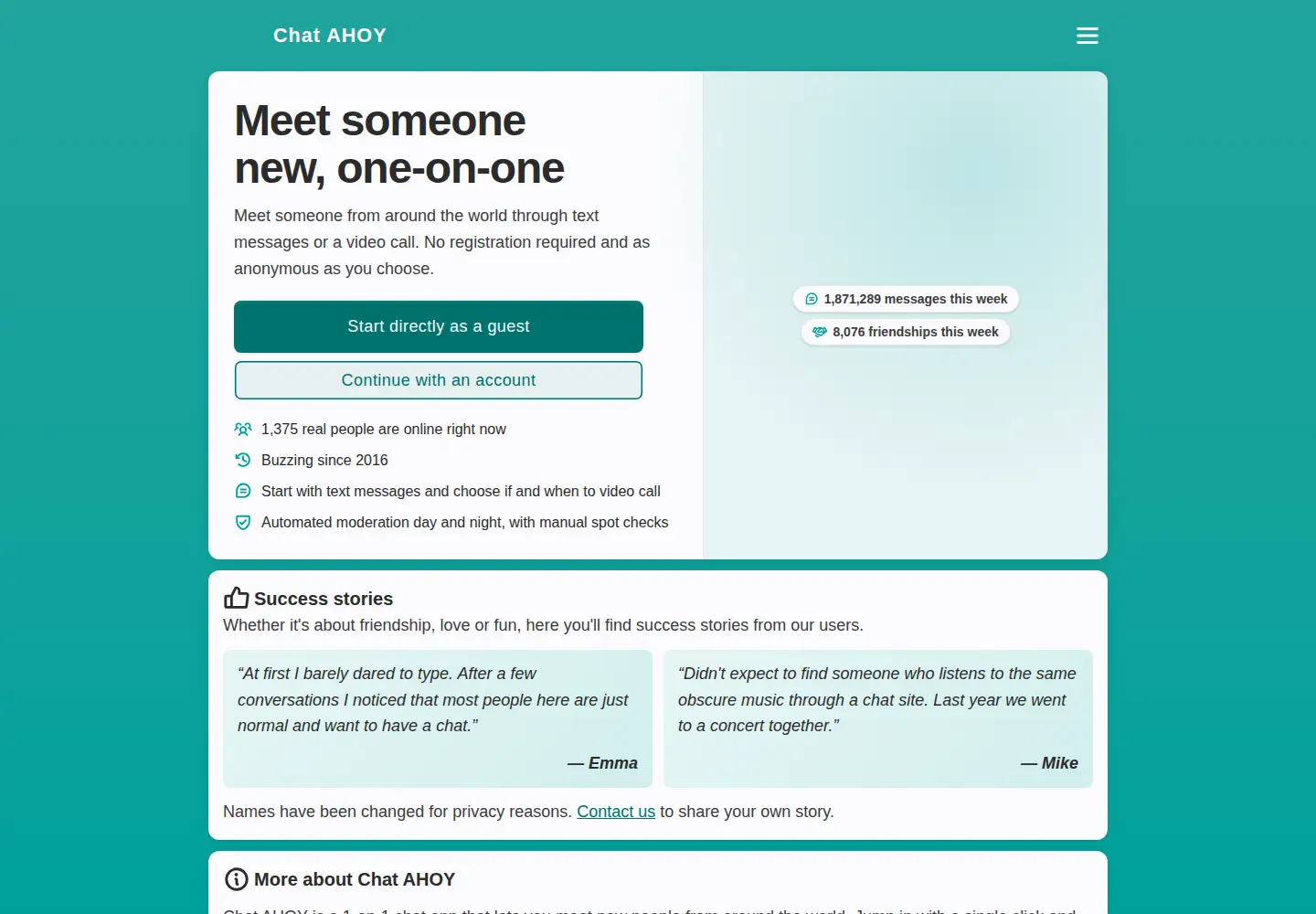 Screenshot of chatahoy.app