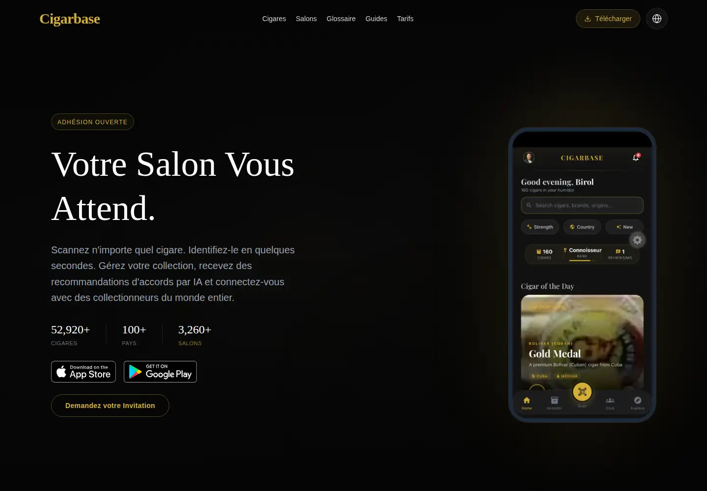 Screenshot of cigarbase.app