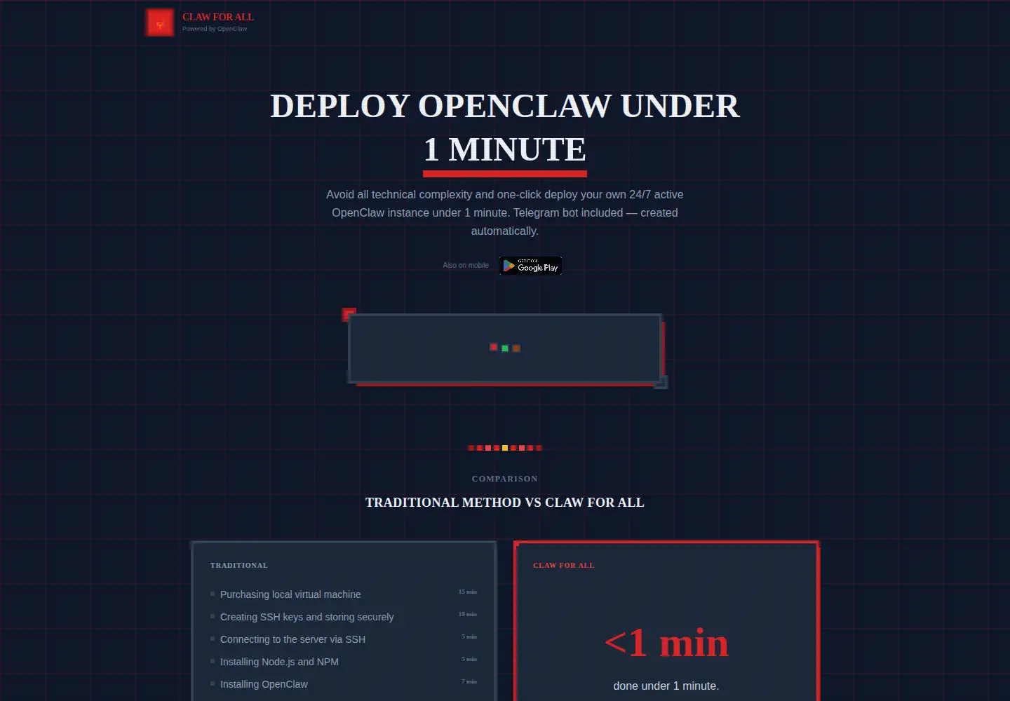 Captured homepage of clawforall.app in the current scan