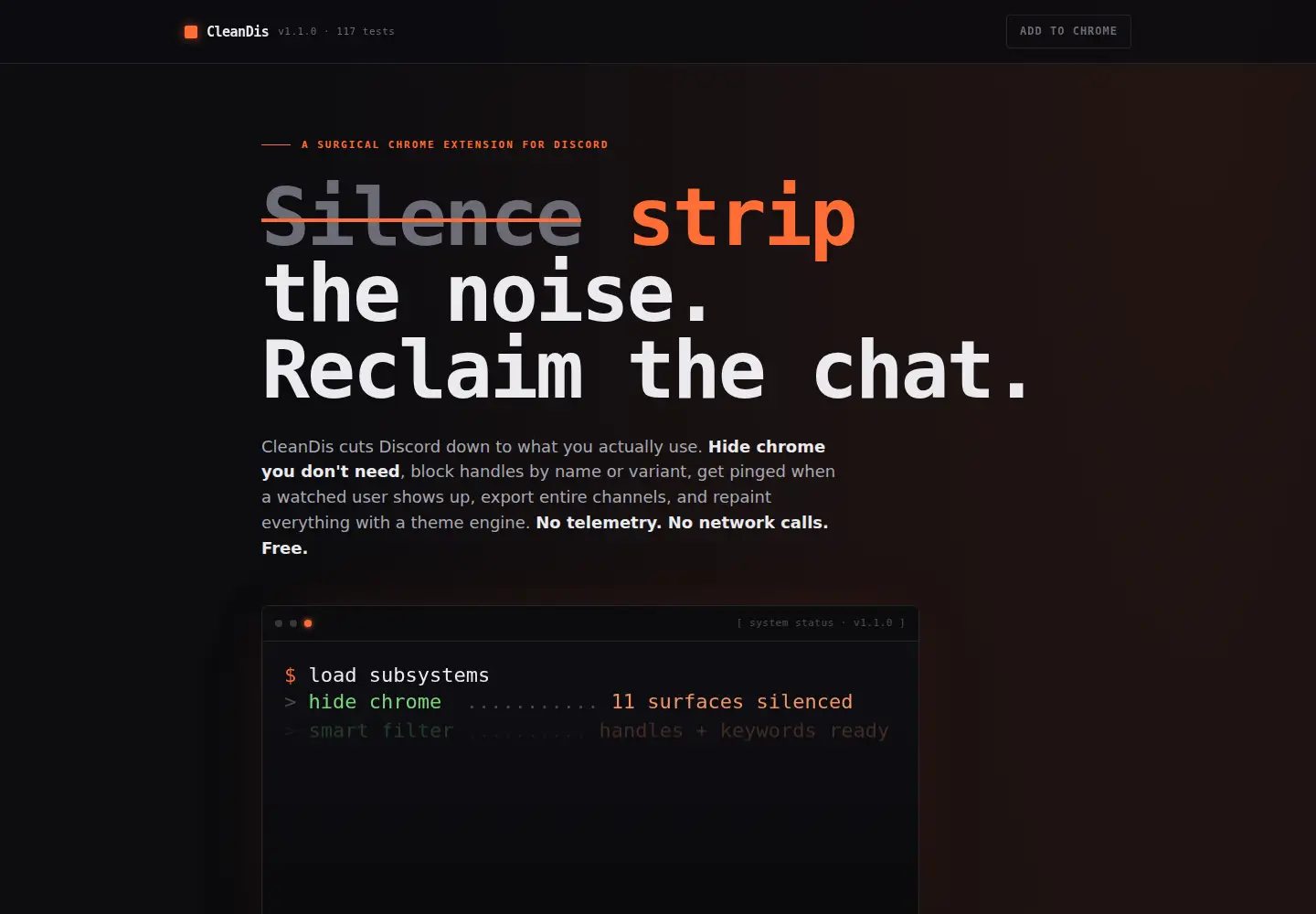 Captured homepage of cleandis.app in the current scan