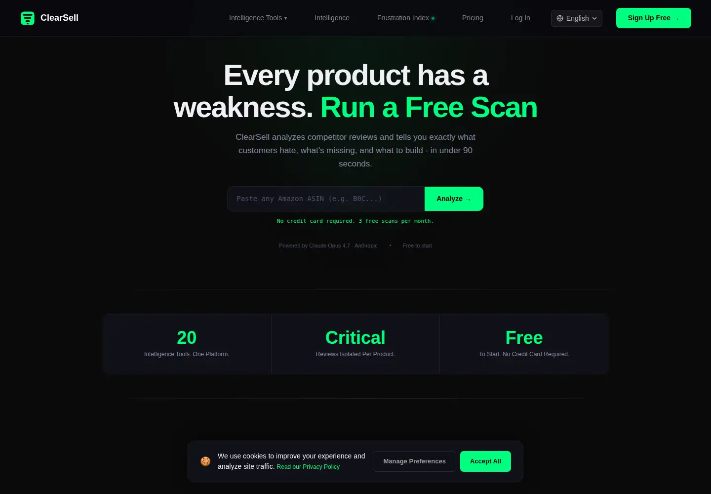 Captured homepage of clearsell.app in the current scan