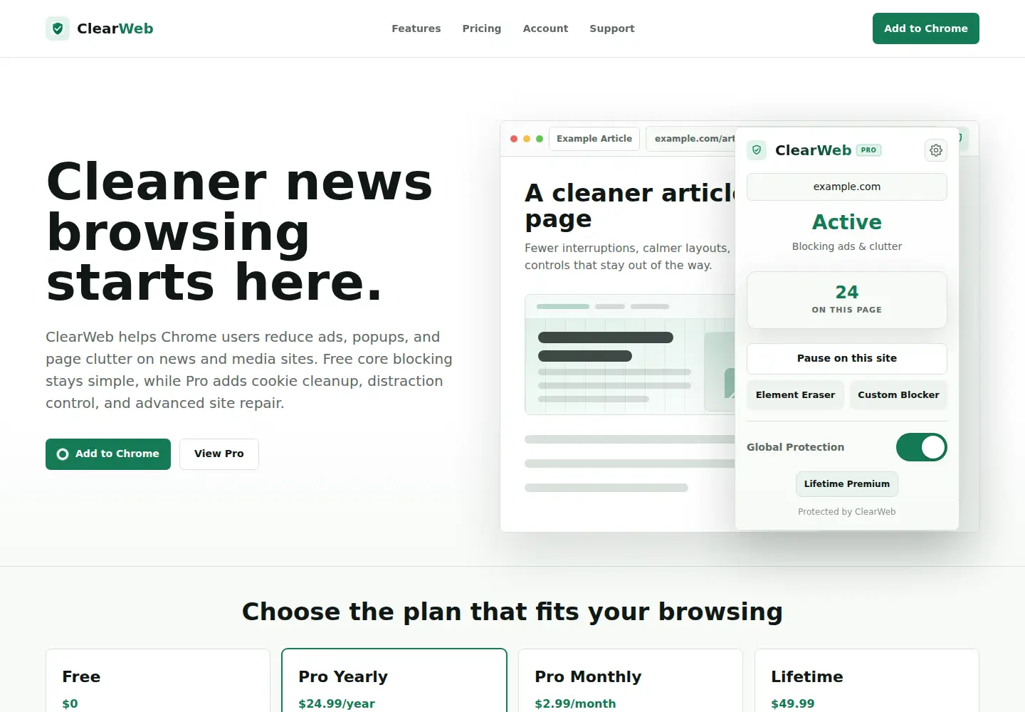 Screenshot of clearweb.app