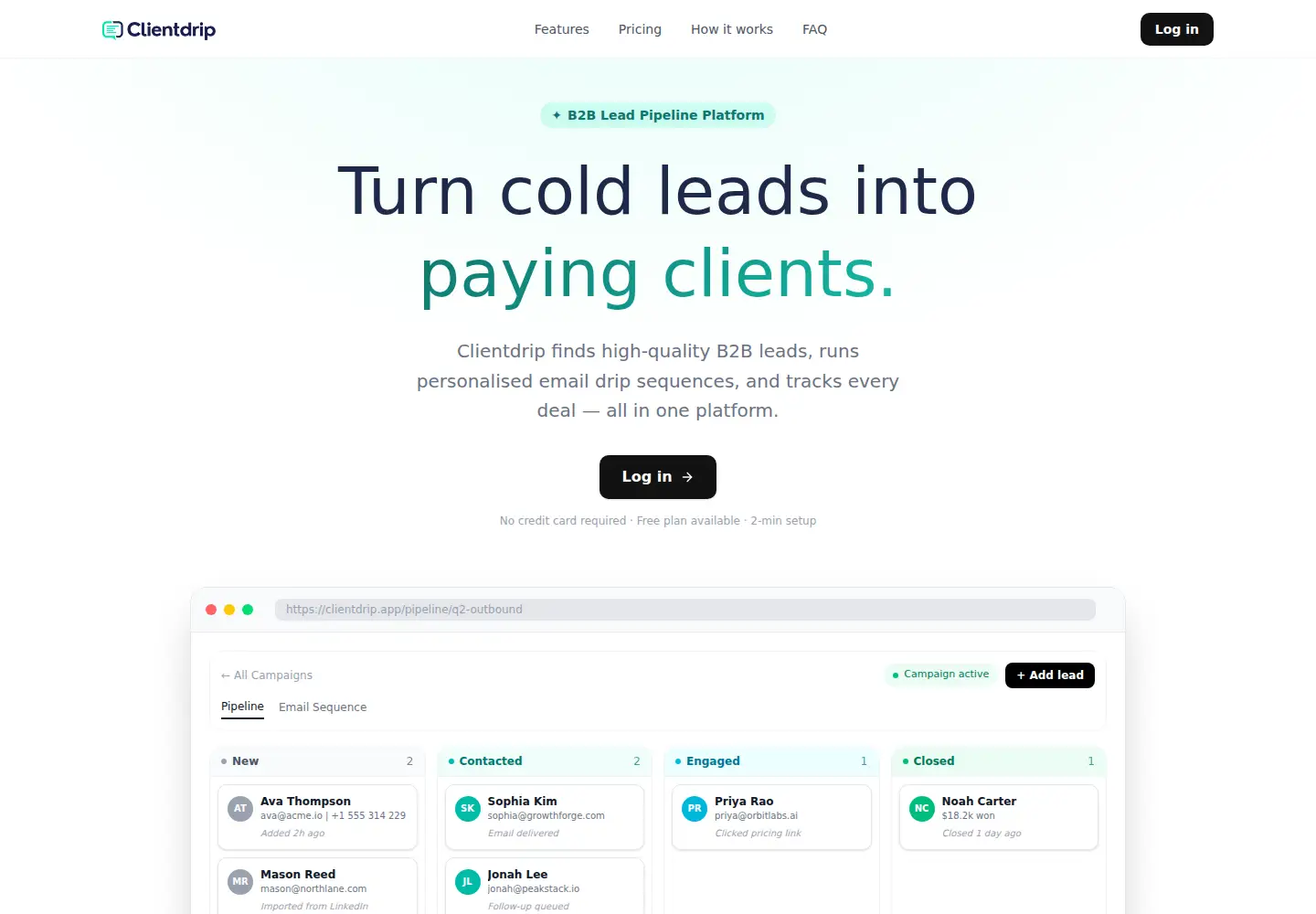 Captured homepage of clientdrip.app in the current scan