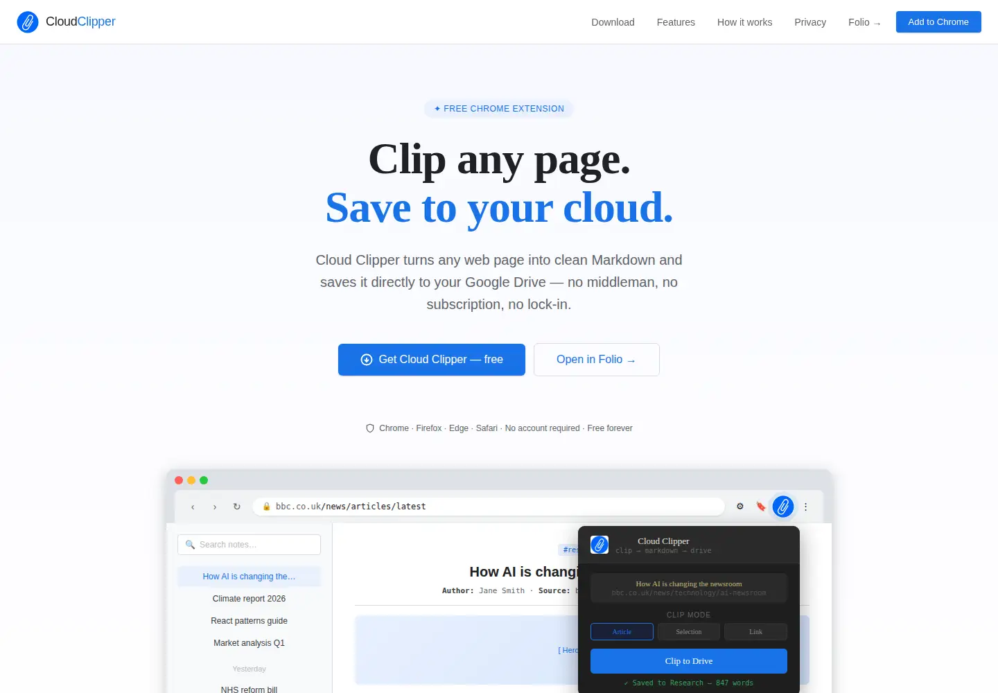 Screenshot of cloudclipper.app
