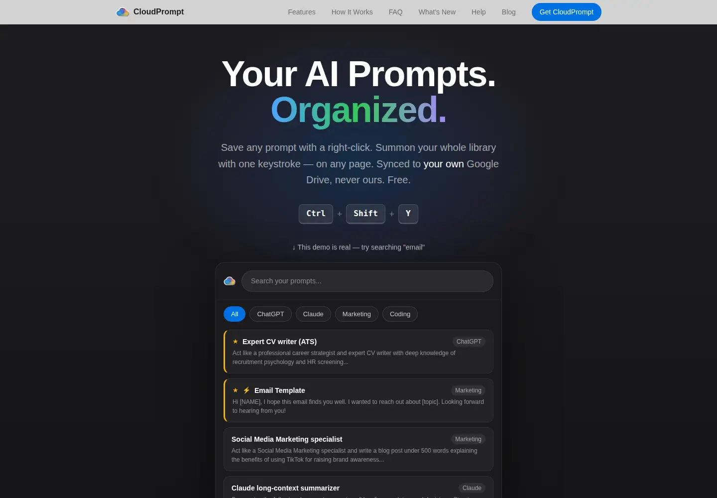 Screenshot of cloudprompt.app