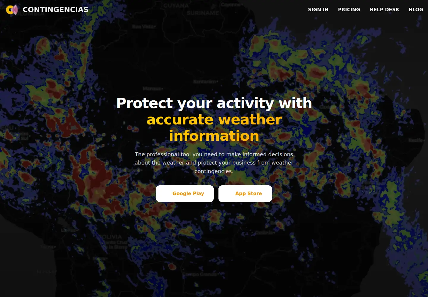Captured homepage of contingencias.app in the current scan