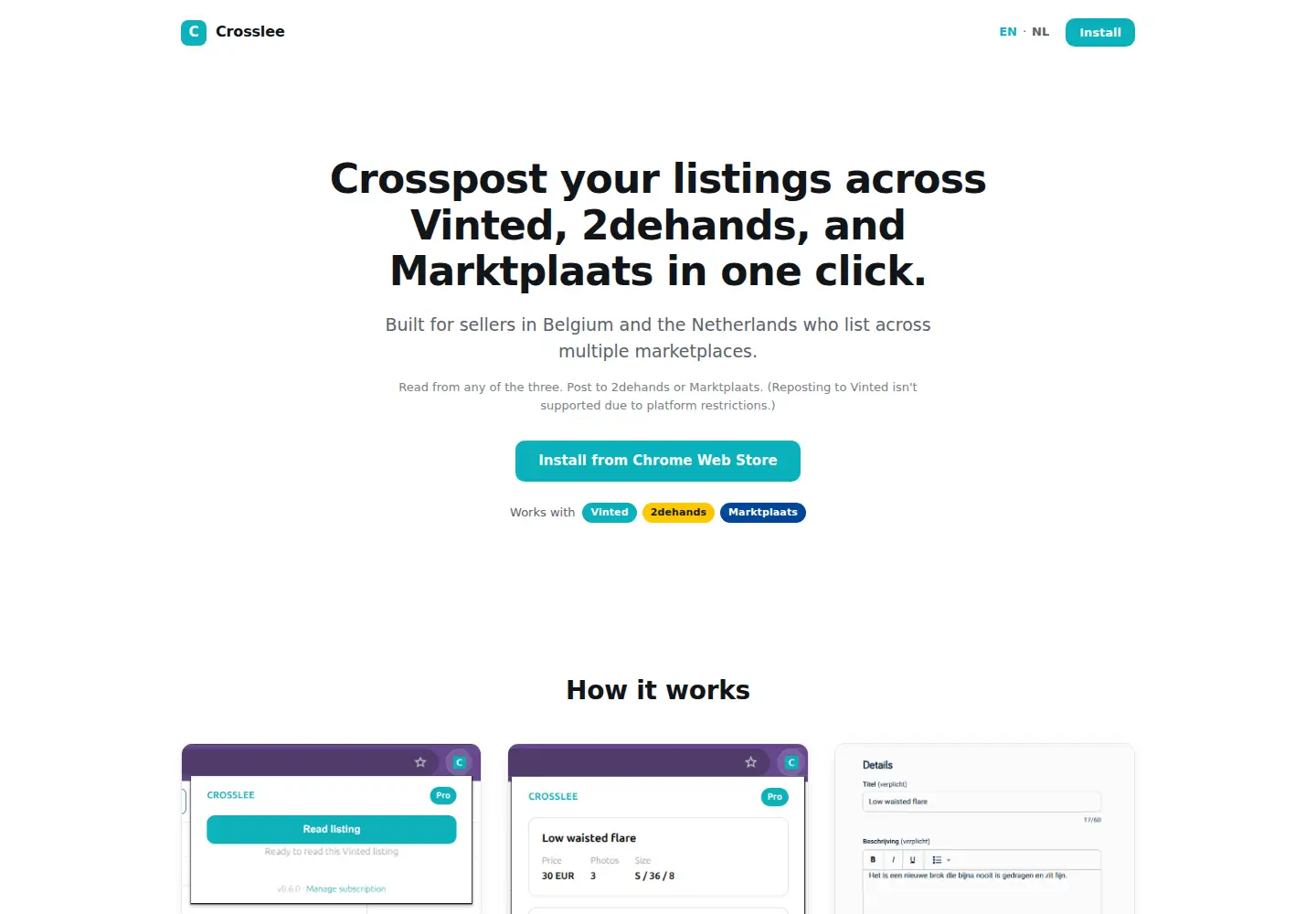 Captured homepage of crosslee.app in the current scan