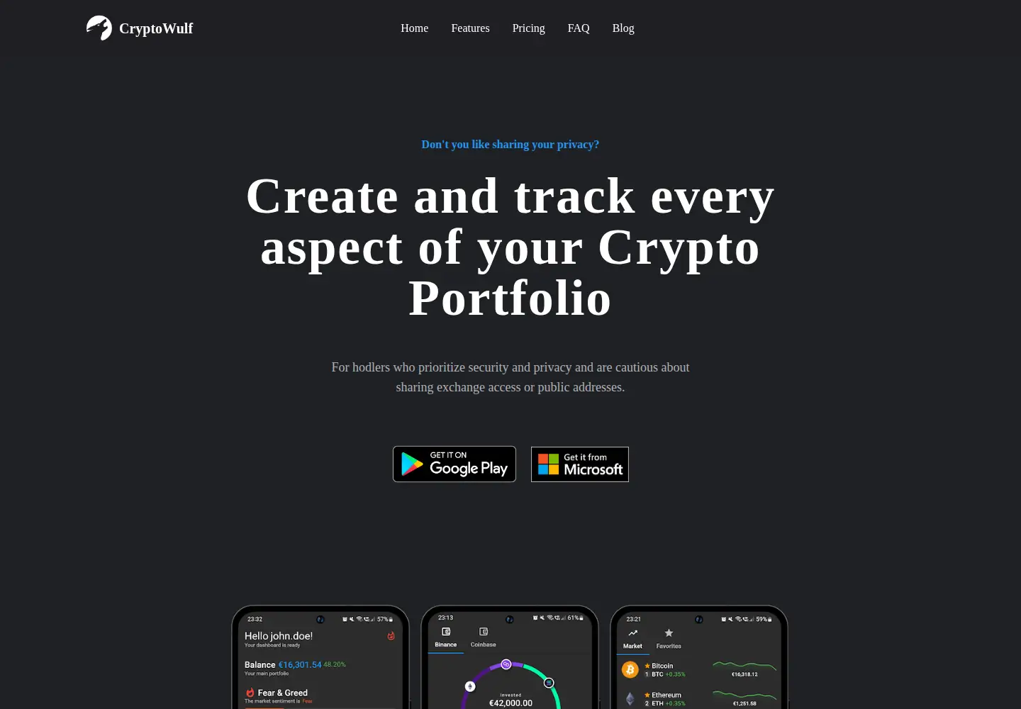 Captured homepage of cryptowulf.app in the current scan