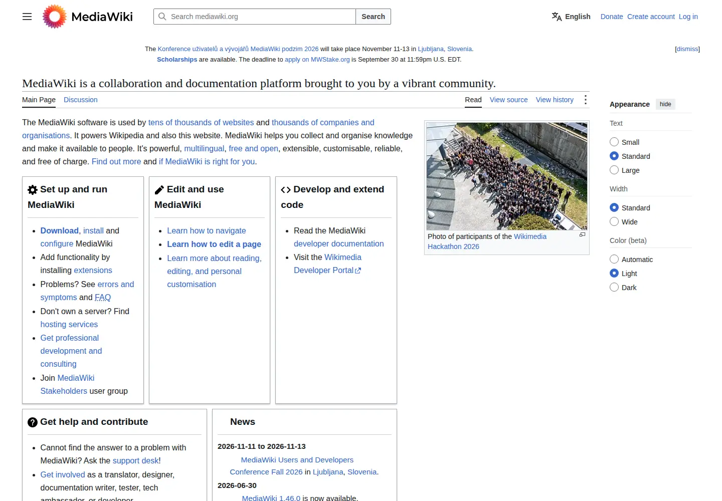 Screenshot of mediawiki.org