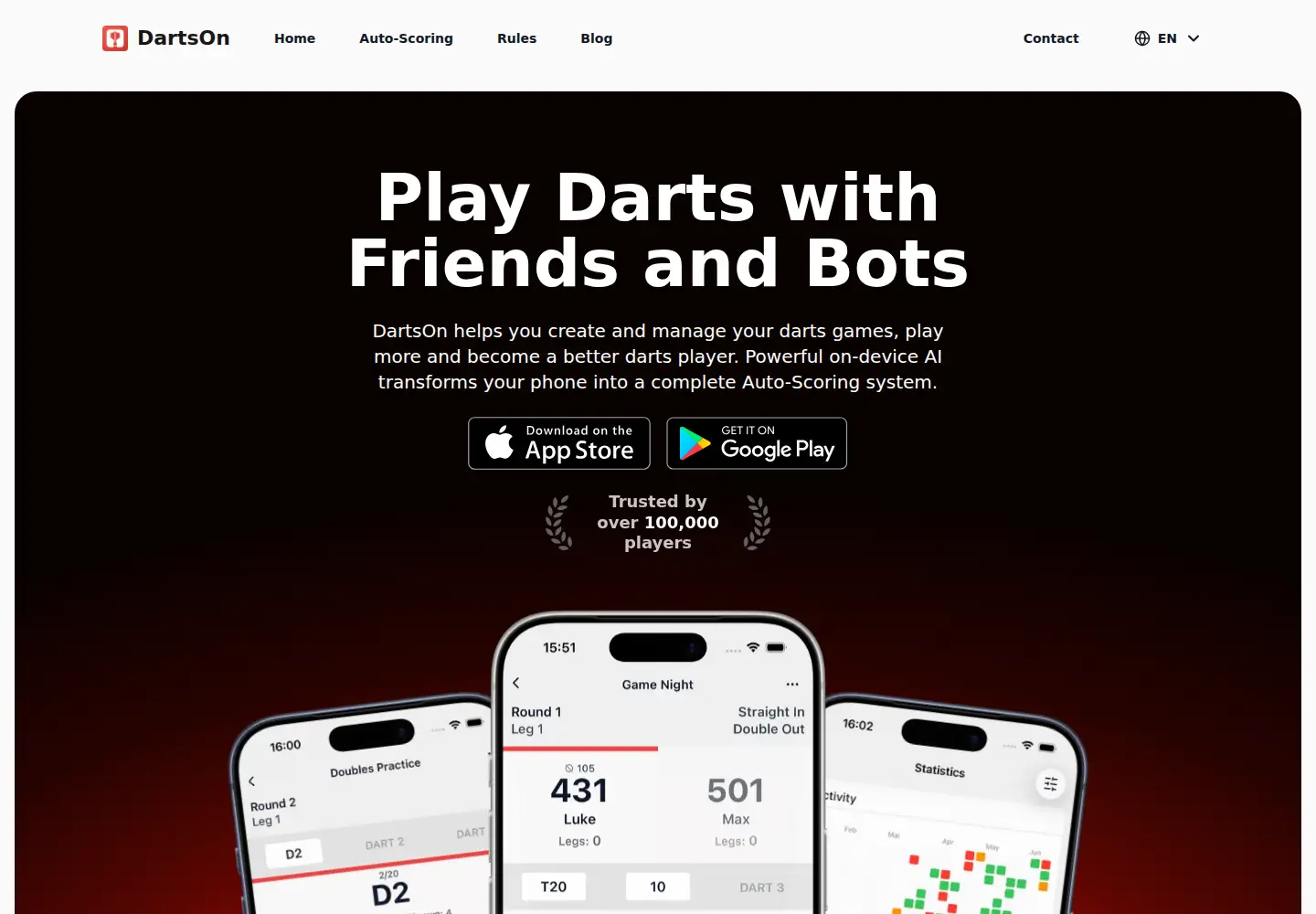 Captured homepage of dartson.app in the current scan