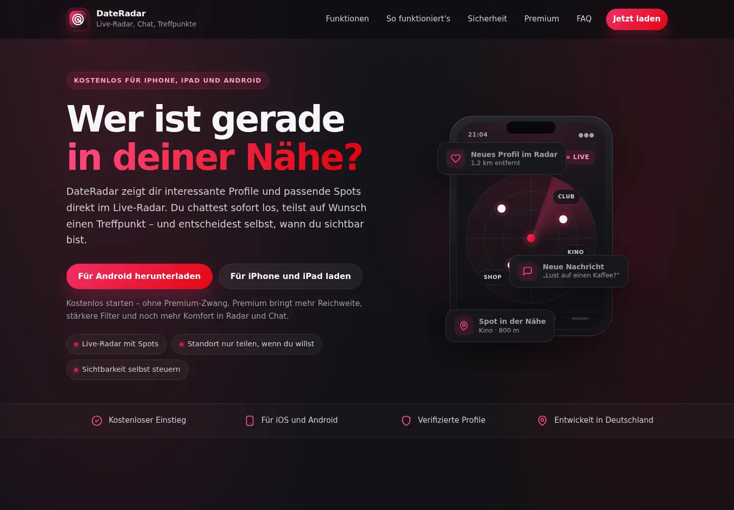 Screenshot of dateradar.app