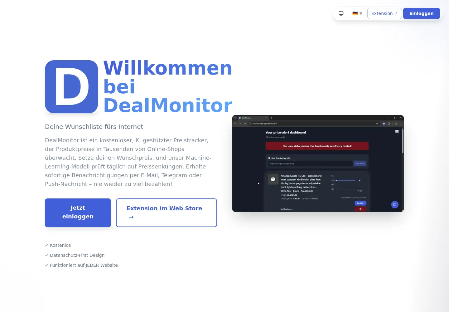 Screenshot of dealmonitor.app