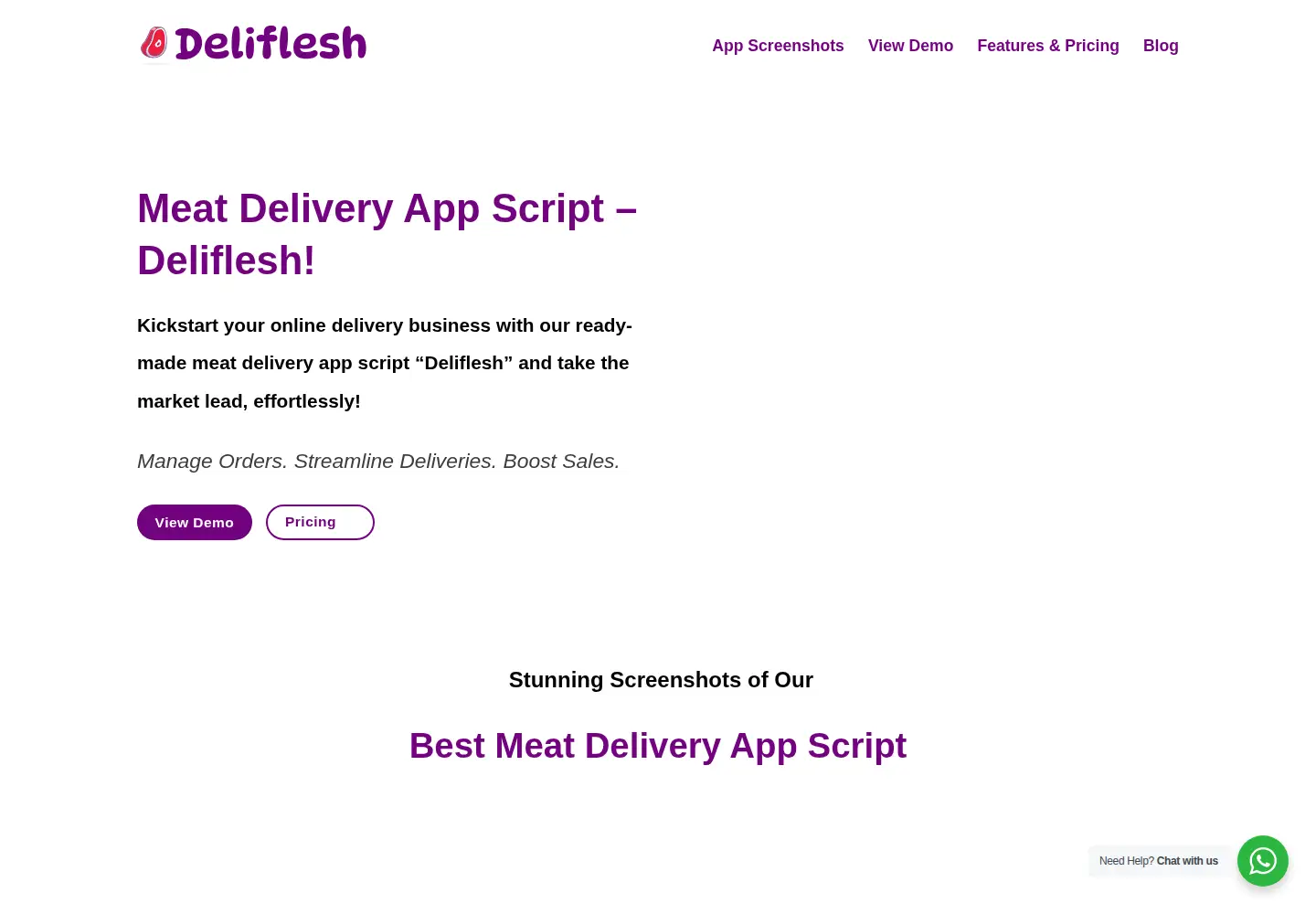 Screenshot of deliflesh.app