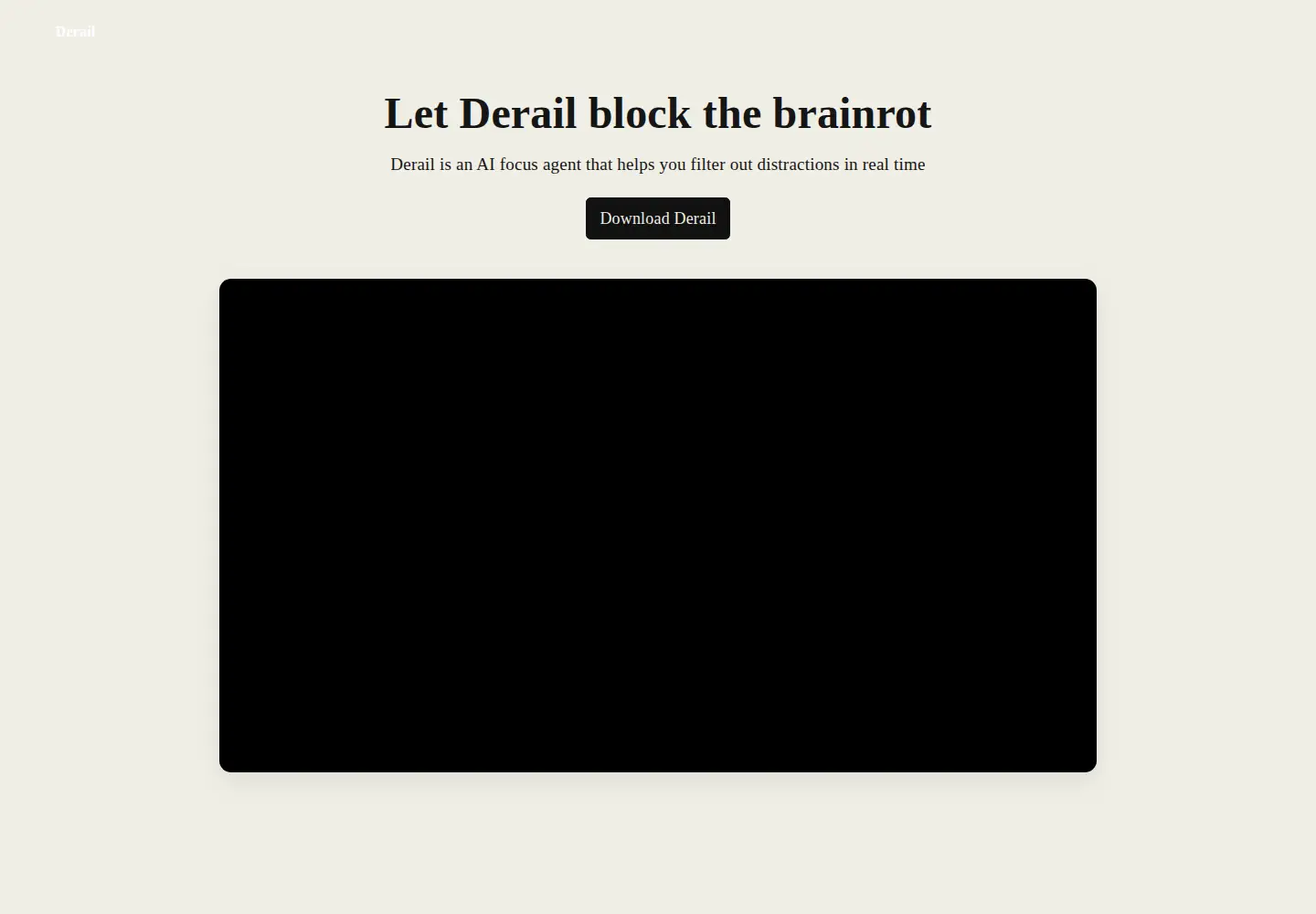 Captured homepage of derail.app in the current scan