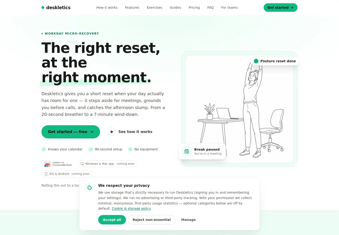 Captured homepage of deskletics.app in the current scan