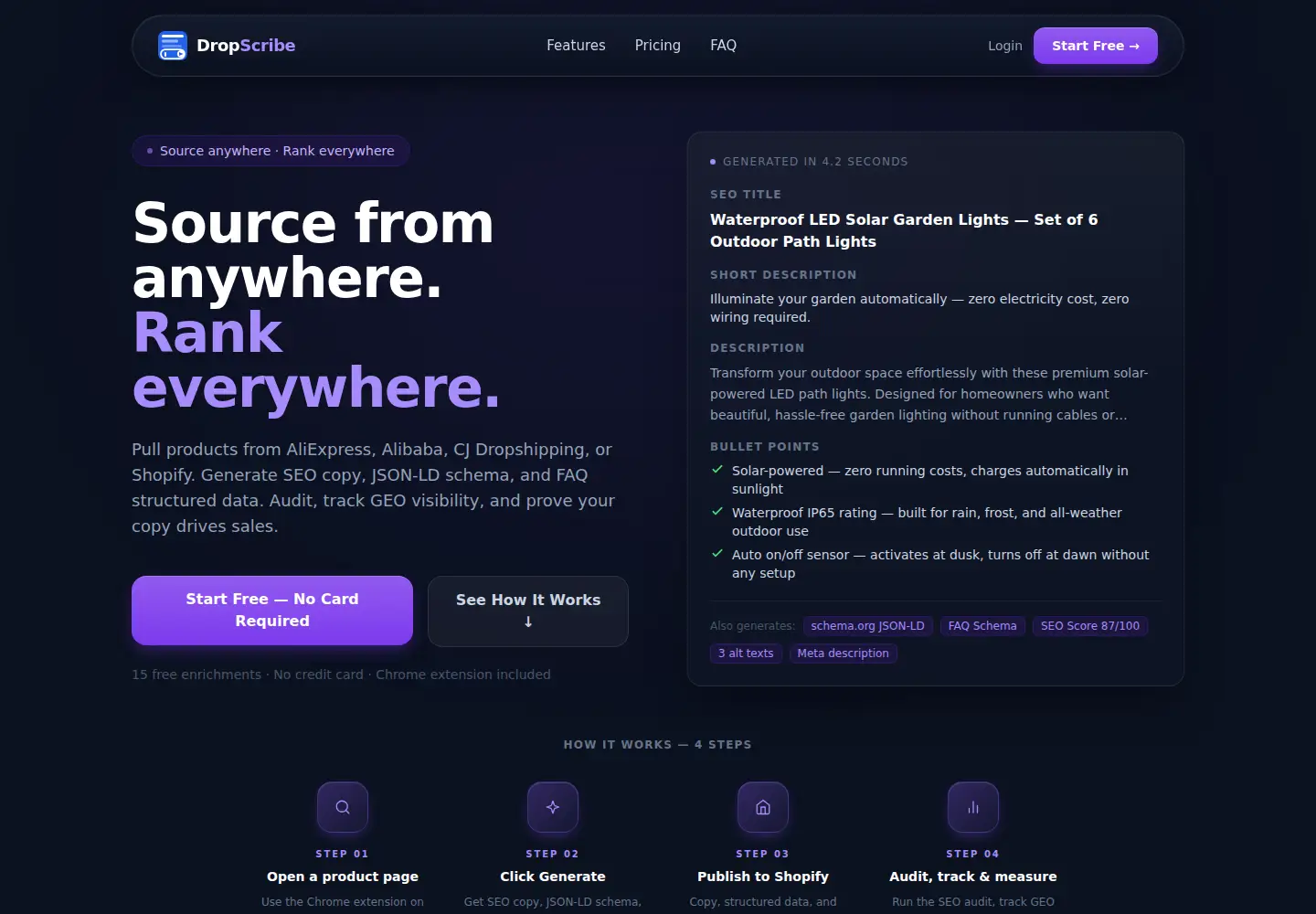 Captured homepage of dropscribe.app in the current scan