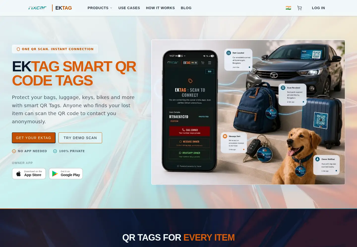 Captured homepage of ektag.app in the current scan