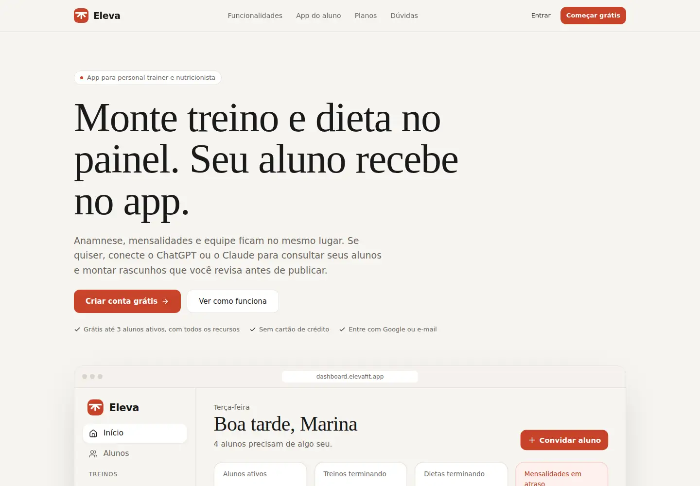 Screenshot of elevafit.app
