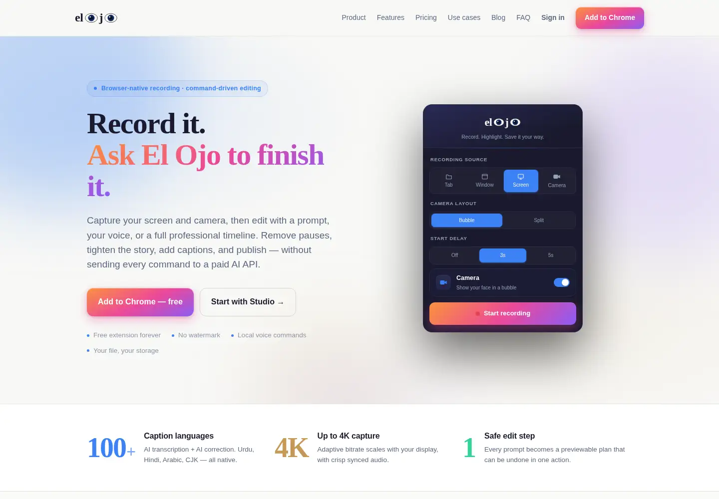 Screenshot of elojo.app