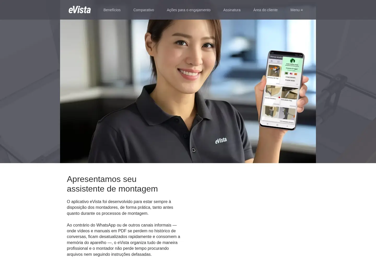 Captured homepage of evista.app in the current scan