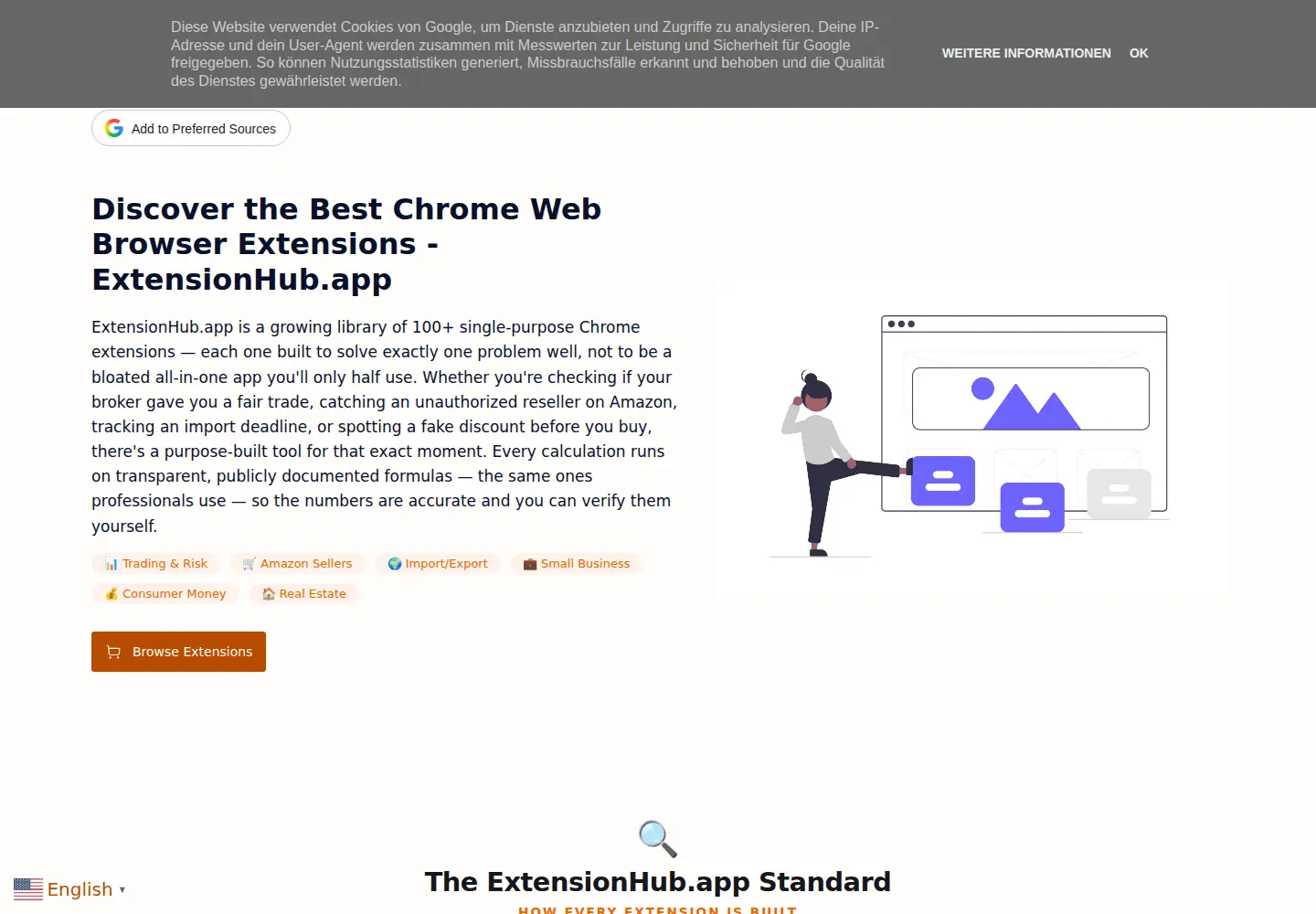 Screenshot of extensionhub.app