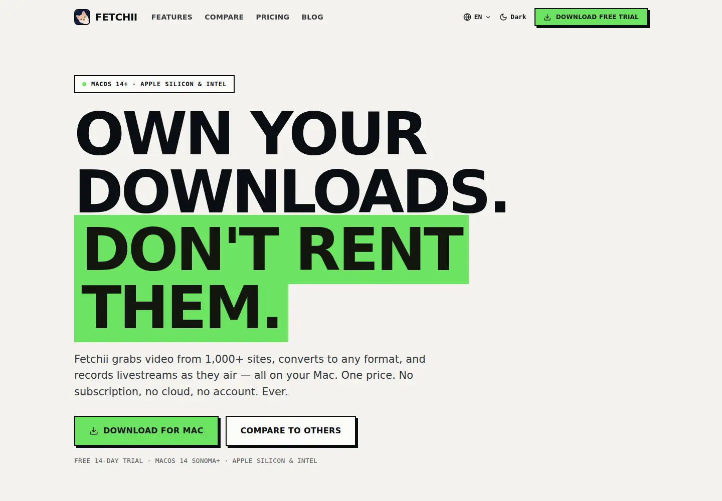 Captured homepage of fetchii.app in the current scan