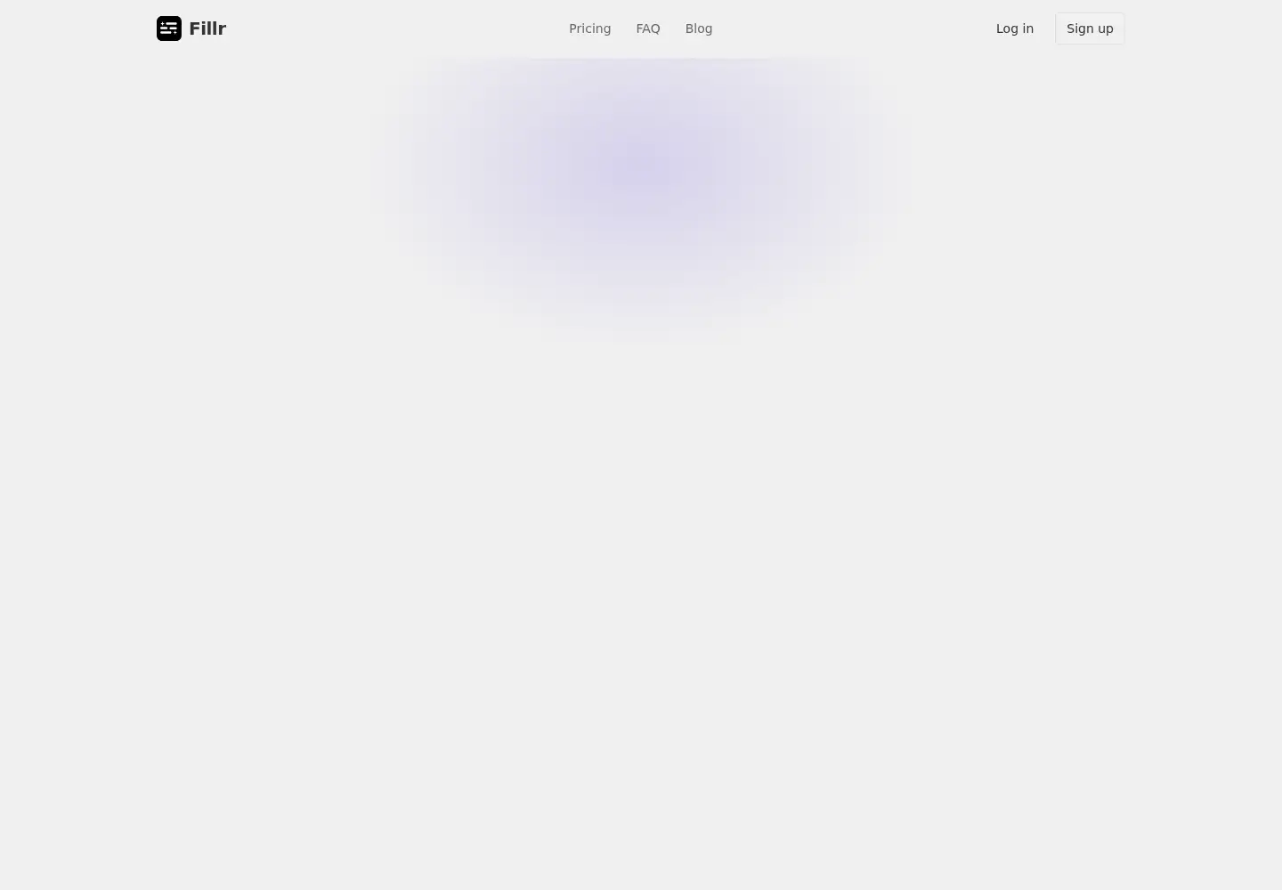 Captured homepage of fillr.app in the current scan
