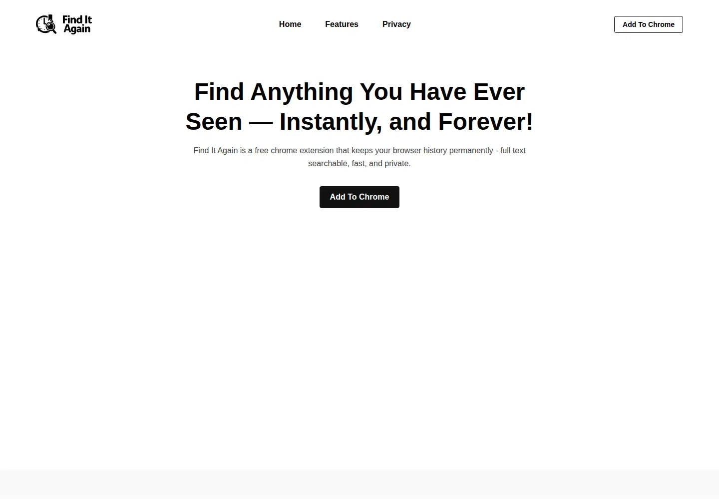 Captured homepage of finditagain.app in the current scan