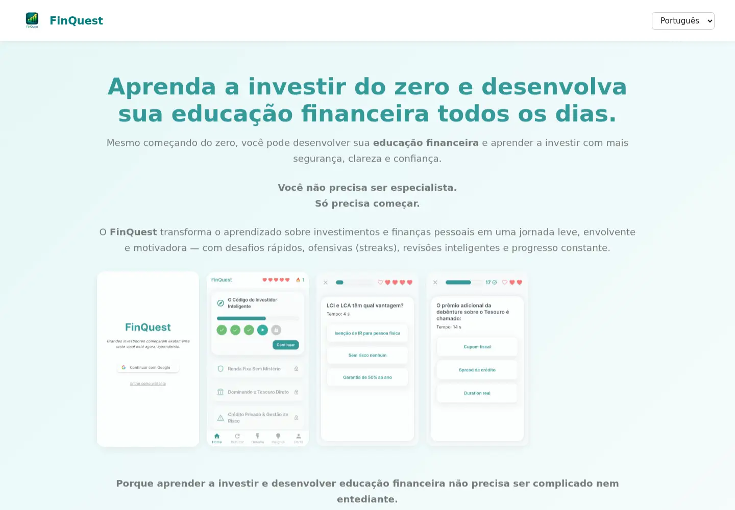 Captured homepage of finquest-br.app in the current scan