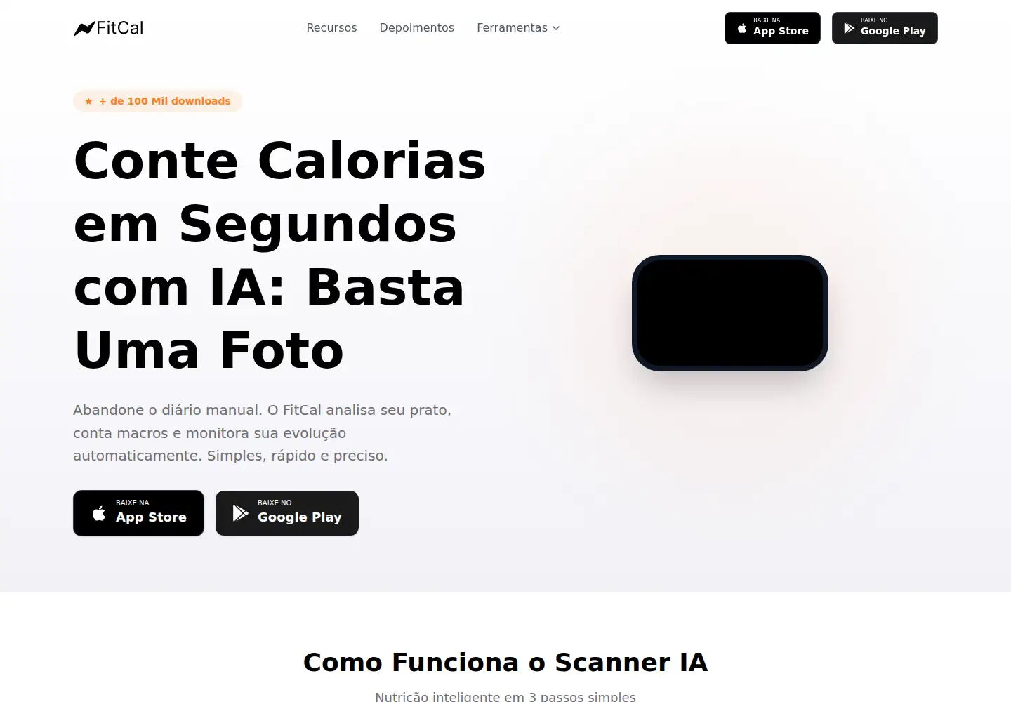 Captured homepage of fitcalai.app in the current scan