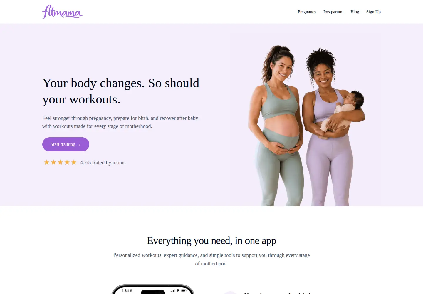 Screenshot of fitmama.app