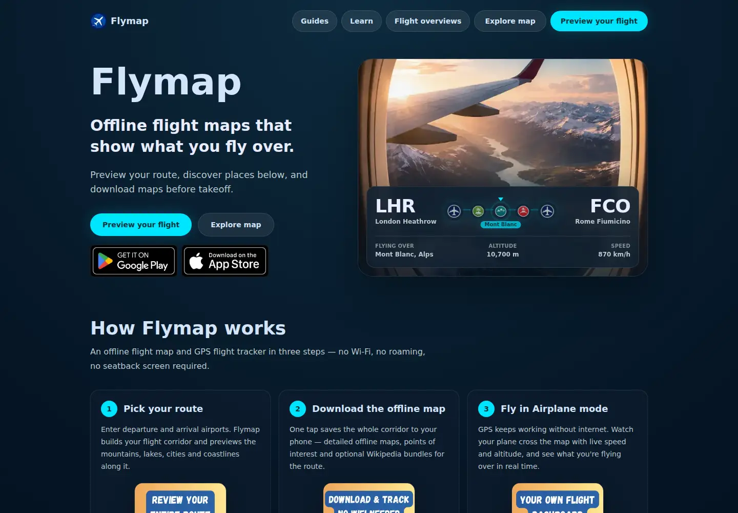 Captured homepage of flymap.app in the current scan