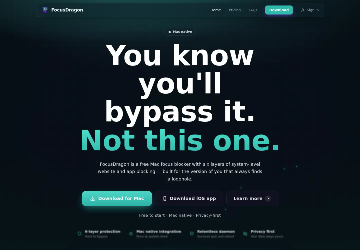 Captured homepage of focusdragon.app in the current scan