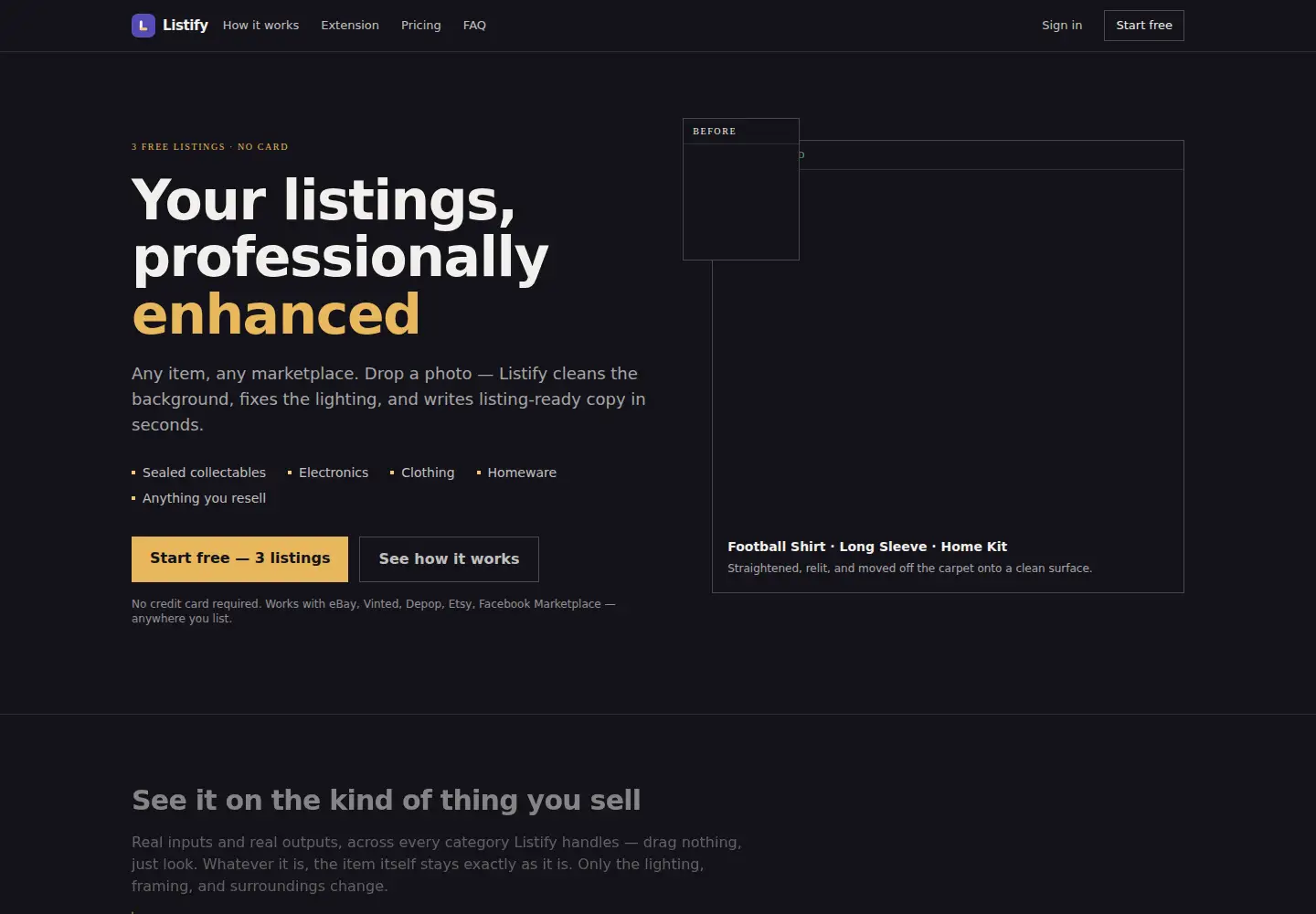 Captured homepage of getlistify.app in the current scan