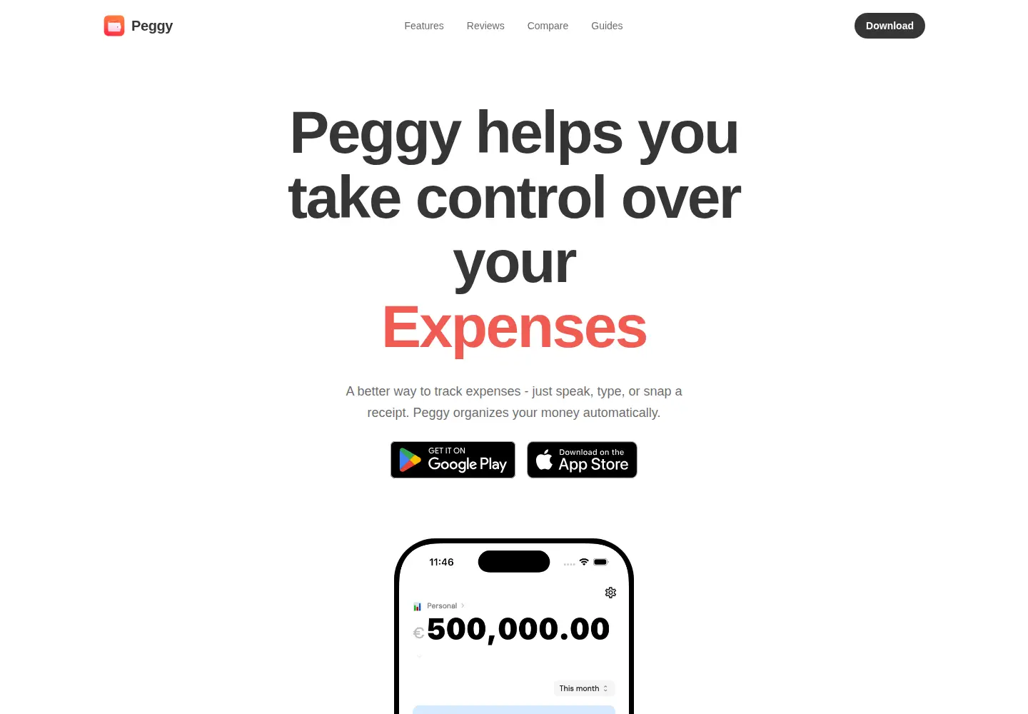Screenshot of getpeggy.app