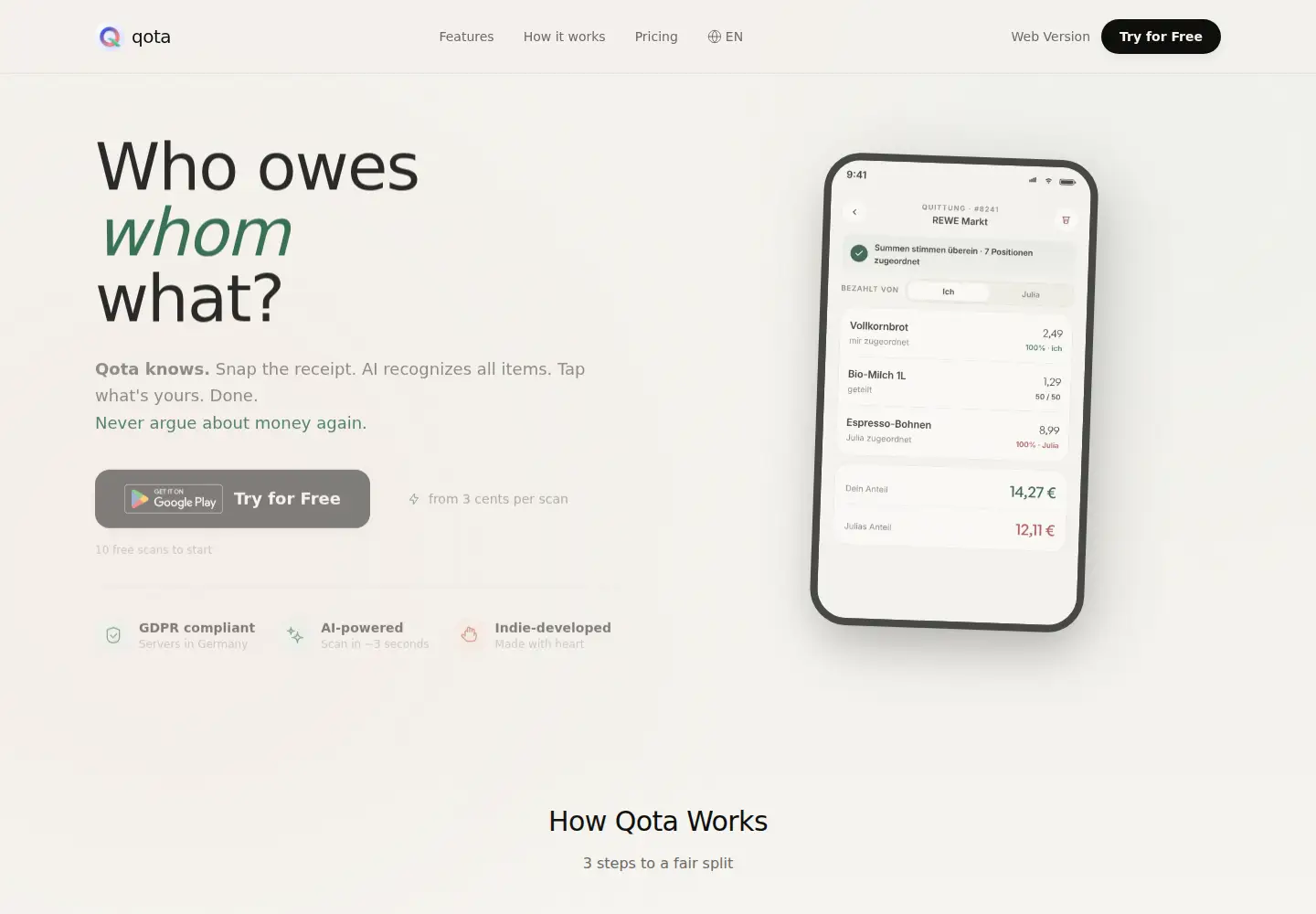 Screenshot of getqota.app
