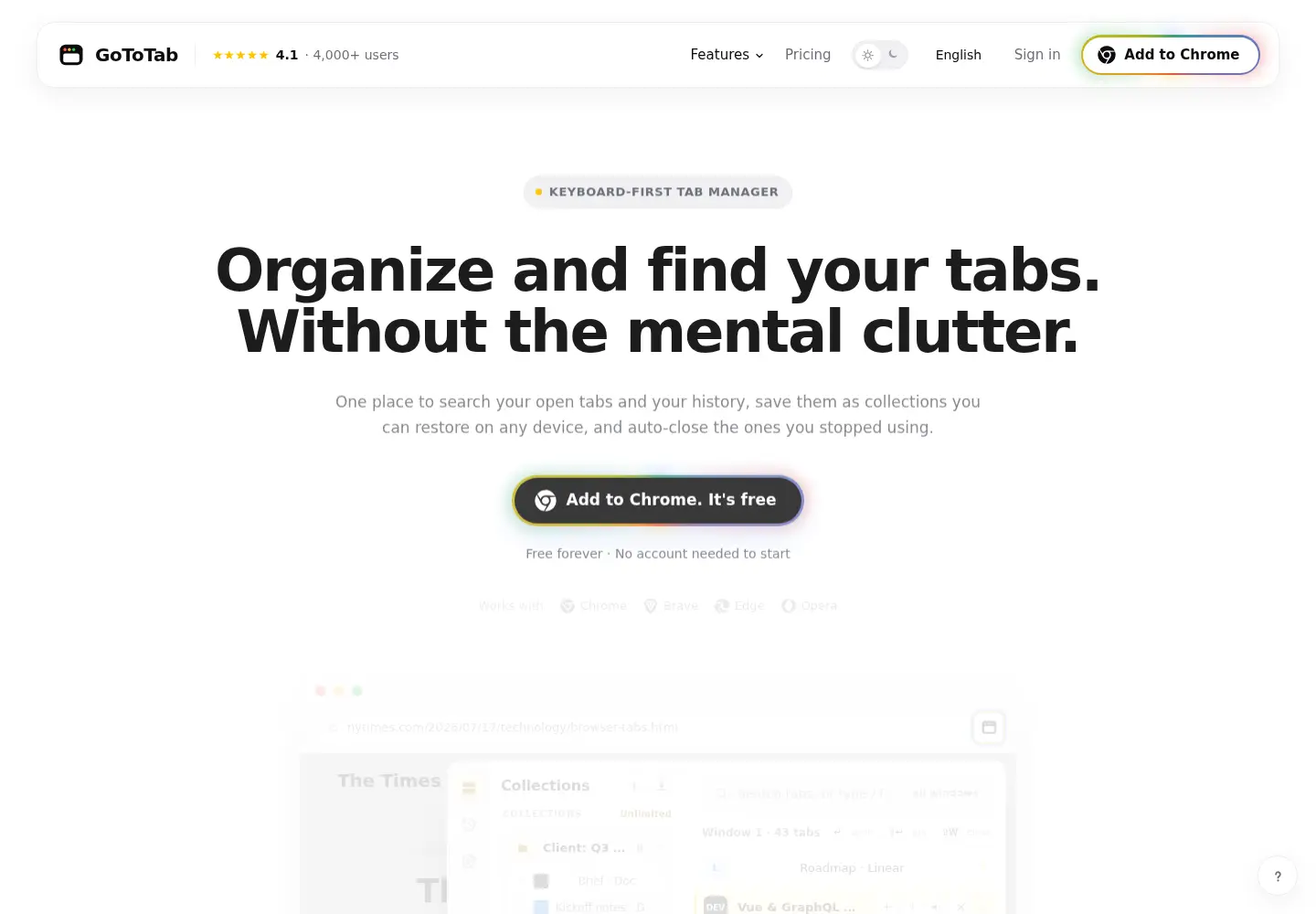 Captured homepage of gototab.app in the current scan