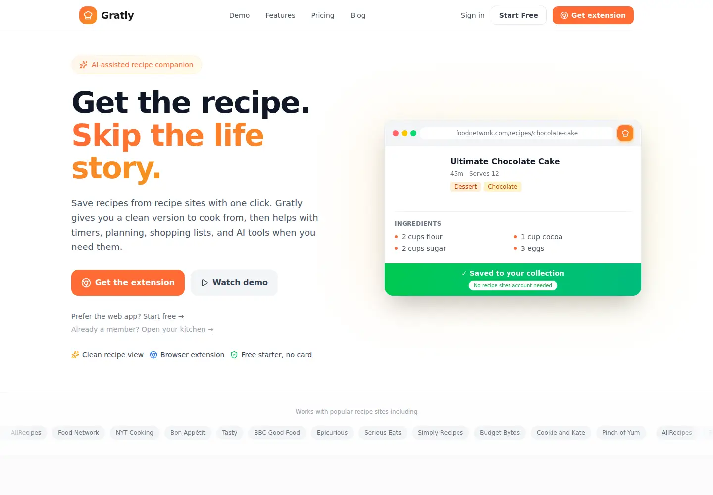 Captured homepage of gratly.app in the current scan
