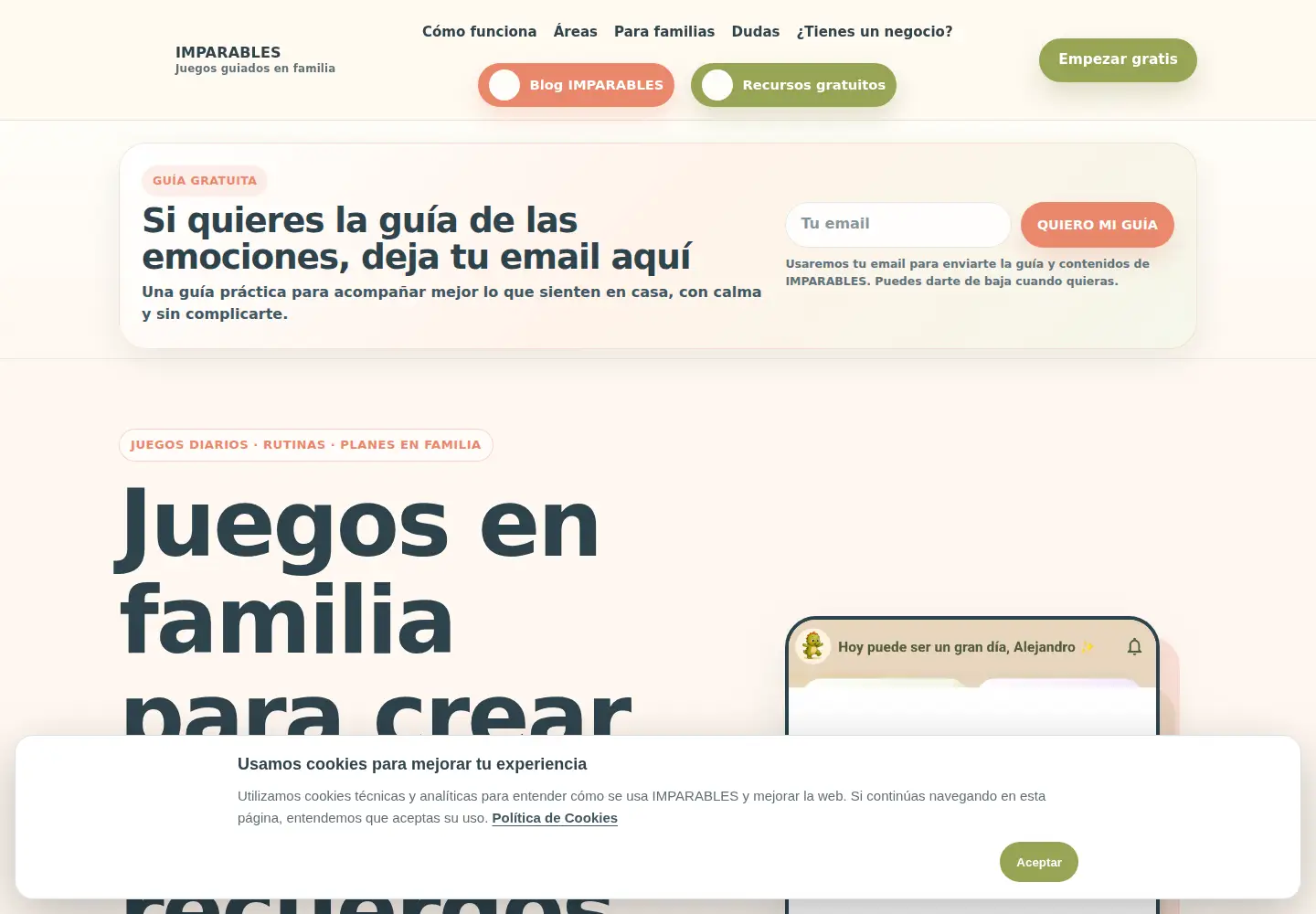 Captured homepage of imparables.app in the current scan
