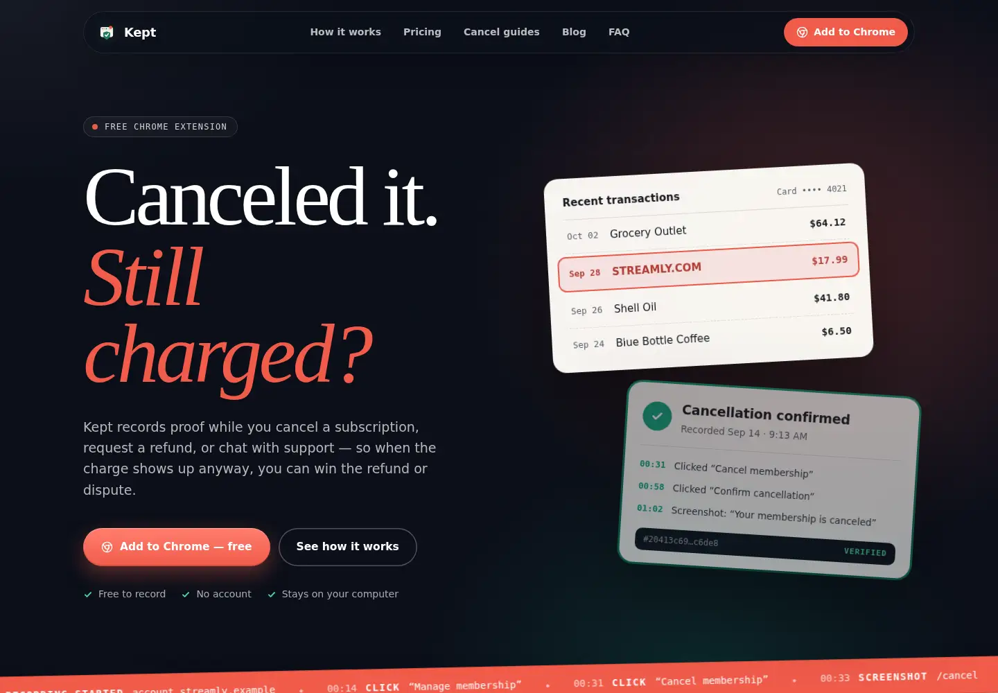 Screenshot of itskept.app